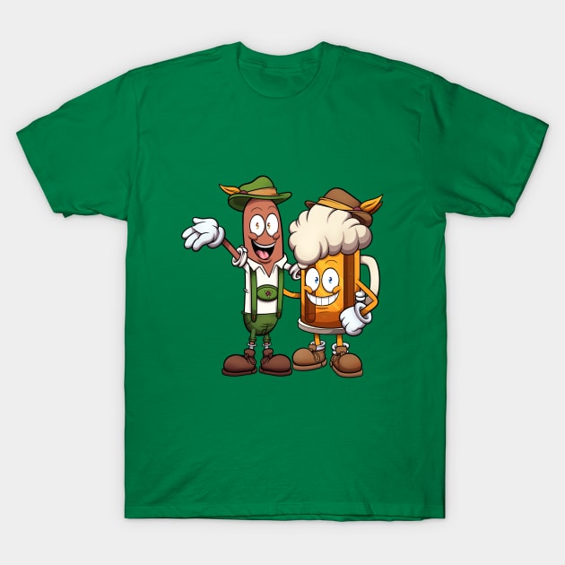 Oktoberfest Sausage And Beer T-Shirt by TheMaskedTooner